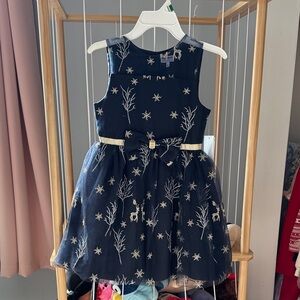 Blueberi Boulevard Navy Dress with Gold Details